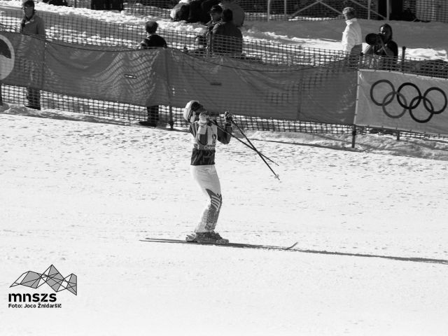 Mateja Svet po uspešnem nastopu v slalomu na OI v Calgaryu 1988. Foto: Joco Žnidaršič 