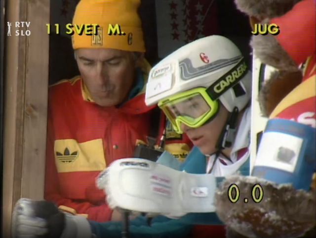 Prvi tek slaloma Mateje Svet v Crans Montani, 1987.